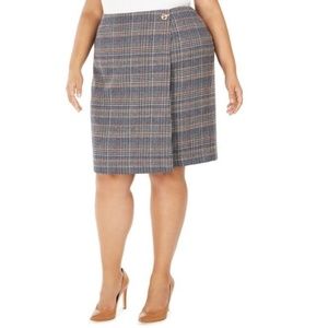 Calvin Klein Plus Size Plaid Tweed Pencil Skirt